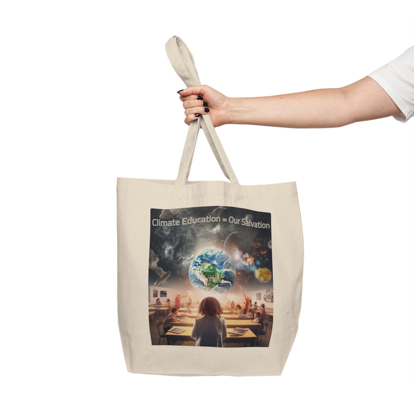 Climate Educator: Customizable Canvas Shopping Tote for Environmental Awareness - B&N: Human Eco-Solutions