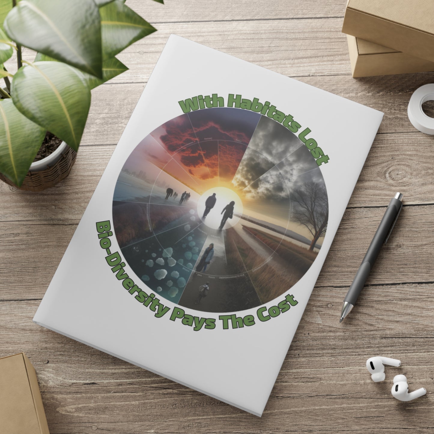 Nature's Harmony: Custom Hardcover Notebook with Puffy Covers - Ruled for Biodiversity Awareness - B&N: Human Eco-Solutions