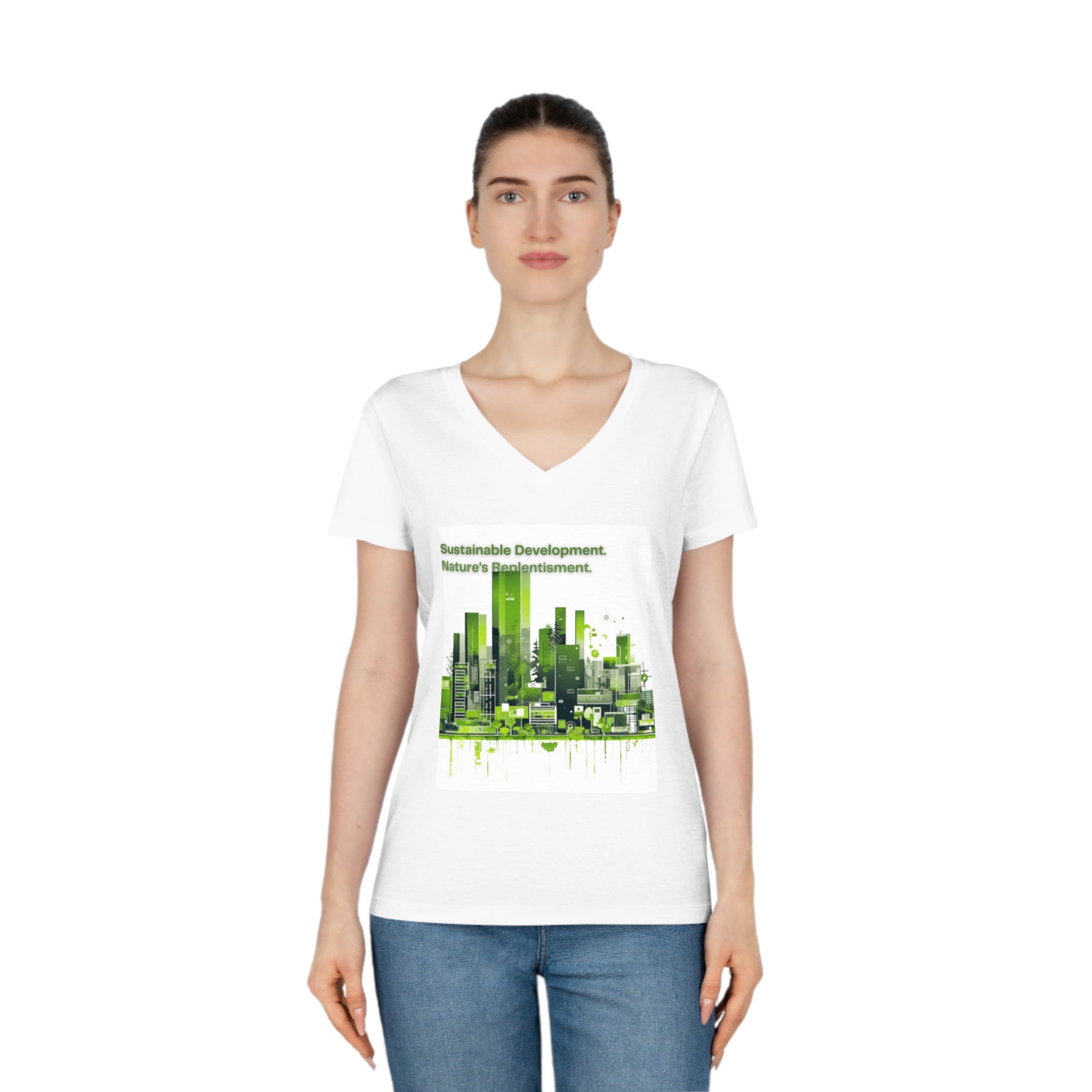 Green Cities Women's Evoker V-Neck T-Shirt - Embrace Sustainable Style - B&N: Human Eco-Solutions