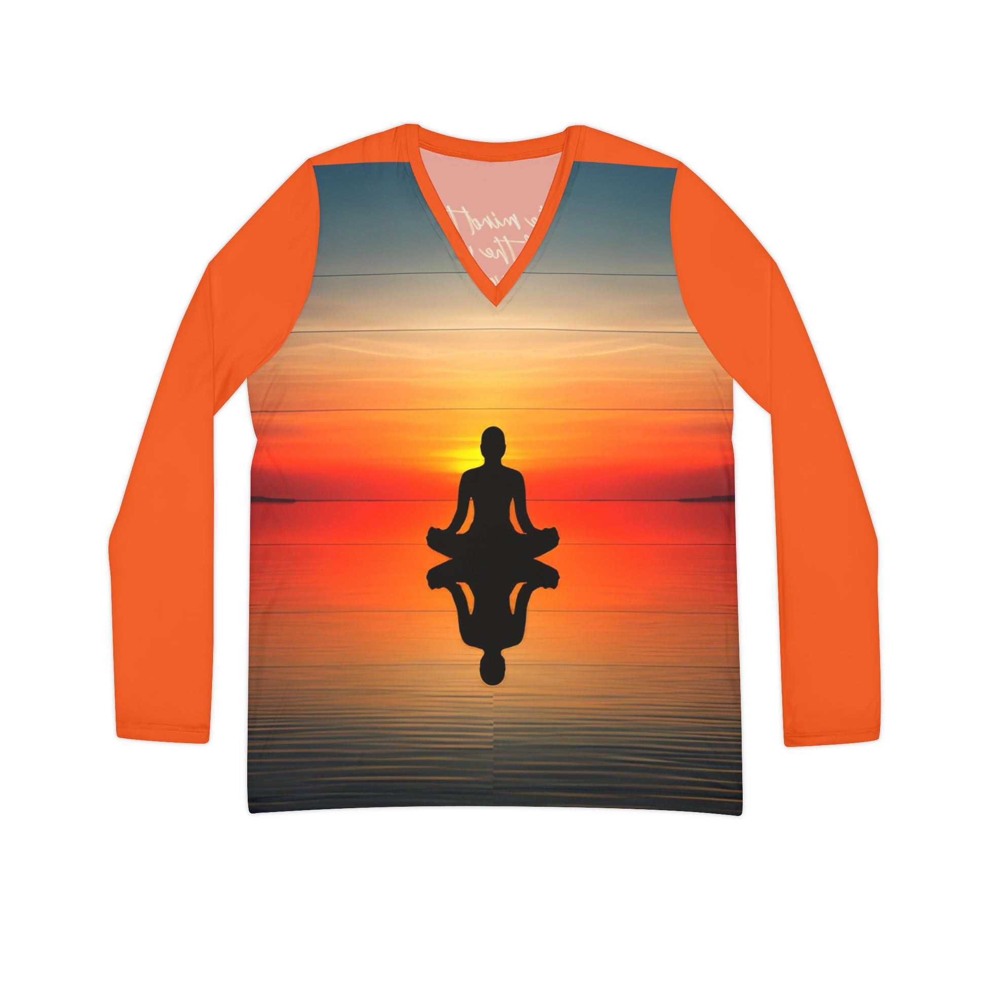 Inspire Success: Customizable Women's Long Sleeve V-Neck Shirt for Meditation Enthusiasts - B&N: Human Eco-Solutions